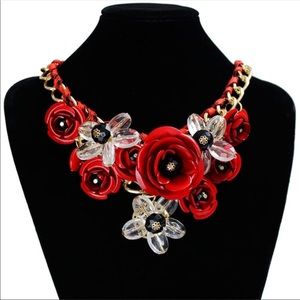 New Red Rose Chunky Necklace